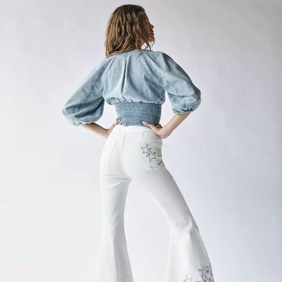 Free People x Zandra Rhodes Just Float On Flare Jeans size 30 - Picture 6 of 11